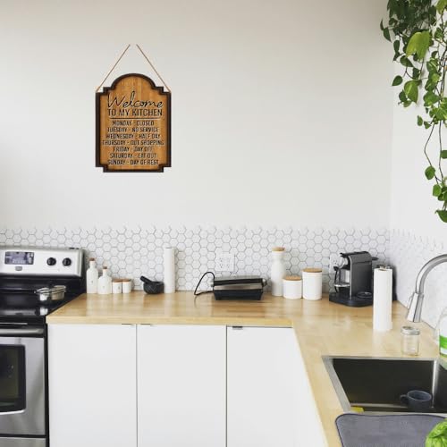 Image of pnf Poster And Frames Quotes Printed Welcome to Kitchen Wooden Wall Door Sign Hangings | Home Decoration Item | For Living Room, Kitchen Door | Best Gifting Option 1021
