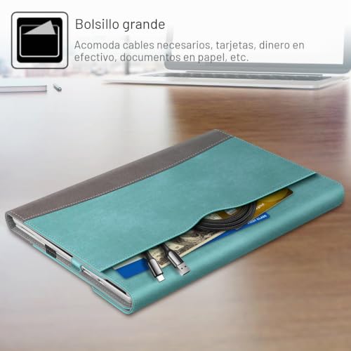 Carcasa Surface Pro con soporte multiángulo ajustable y bolsillo exterior verde menta 4