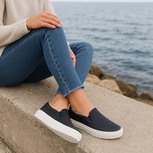 CUSHIONAIRE Ferris Fashion Slip On Sneakers for Women – Laceless Everyday Casual Womens Shoes with Cushioned Insole and Flexible Sole for Effortless Comfort and Style2
