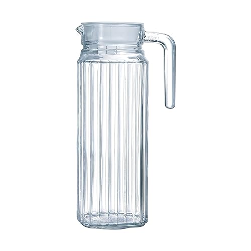 STERUN Glassy Transparent Fridge Water Fruit Juices Liquors Jug with Lid 1.1L Capacity, 1.1 L