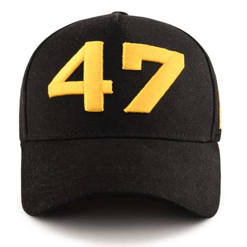 45 47 Charlie Kirk Baseball Cap Gold Embroidery USA Flag 47 Baseball Cap for Men Women Adjustable Trucker Freedom Hat (US, Alpha, One Size, 47 Black)