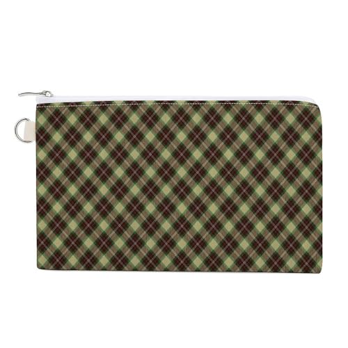 Yellow-Green Scottish Plaid Cute Coin Purse Travel Small Makeup Bag Pencil Pouch 7.4 × 4.6 Inch