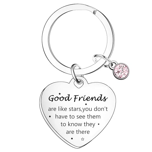 YpbbyKit Llavero de amistad con texto en inglés "Good Friends Are Like Stars", regalo para amigos, mejores amigos, Navidad, cumpleaños, plata, talla única