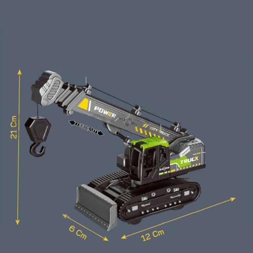 Image of Friction Powered Lifting Crane Toy for Kids Boys Girls 360 Degree Rotating Crawler Crane Model Toy with Bulldozer Excavator Construction Truck (Multicolor)