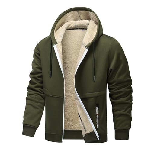 XDFVC Hoodies for Men Full Zip Heavyweight Fleece Sherpa Lined