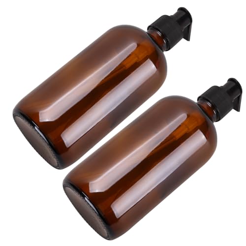 LABRIMP Botellas Plásticas para Cosméticos de 500 Ml, Juego de 2 Unidades Color Marrón, Resistentes a Fugas, Portátiles y Recargables para Viaje y Uso Diario