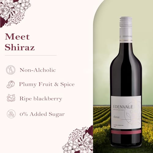 Image of Edenvale Shiraz- 750ml | Non-Alcoholic Wine | Australian Red | Grape Blend | Black Cherry Notes & Plummy Spice Flavour | Smooth, Bold Taste