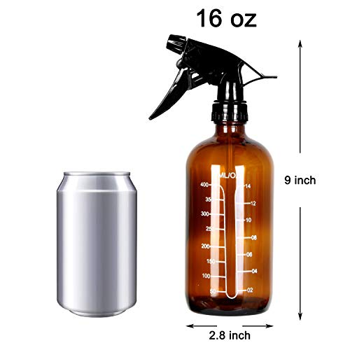 Youngever 4 Pack 16 Ounce Empty Glass Spray Bottles with Measurements, Spray Bottles for Hair and Cleaning Solutions (Amber)2