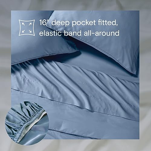 Sijo AiryWeight Tencel Sheet Set, 100% Lyocell Derived from Eucalyptus, Buttery Soft, Architectural Digest 2022 Best Cooling Sheets Winner - 4pc - 2 Pillowcases 1 Fitted 1 Top (Sky, Full)