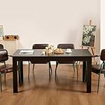 VEVOR Rectangle Dining Table, 63 inch Length Large Wood Tables for 4-6 Person, Modern Dinner Furniture, Conference Desk Supporting for 330LBS, for Home Kitchen Living Room, Black(Only Table) - Image 2