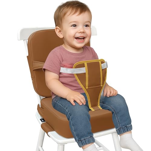 Image of Toddler Booster Seat for Dining Table with Backrest, Waterproof PU Cushion