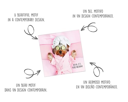 Edition Seidel Premium quadratische Geburtstagskarte mit Umschlag. Glückwunschkarte Happy Birthday Billet Karte mit Spruch für Frau Freundin Relax Hund (GQ294 SW024)