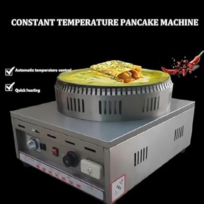 KJHYYPP Traditionelle Pfannkuchen- und Crêpe-Maschine, 17,7-Zoll-Pfannkuchenmaschine mit konstanter Temperatur, automatische Zündung und Temperatur – Bild 7