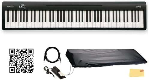 Roland FP-10 88-Key Digital Piano Bundle with Sustain Pedal, Cove...