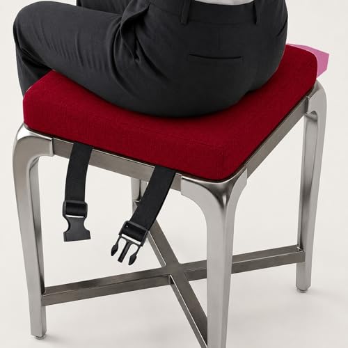 Genérico Cojines para Sillas Cuadrados con Lazos, Cojín Asiento de Lino Transpirable, Espuma de Alta Densidad, Desenfundable Antideslizante Interior Exterior(Rojo Oscuro,45x45x12cm)