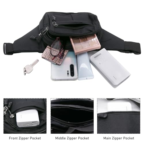 Long Keeper 4 Pockets Bumbags for Men Women Sports Running Hiking Waist Packs Waterproof Adjustable Belt Bag Fanny Pack Waist Bag for Outdoors Gym Cycling - Image 3