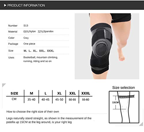 Best Knee Brace for Meniscus Tear 3D Weaving Knee Brace Breathable Sleeve Support for Running Jogging Sports (Gray,XXXL)3