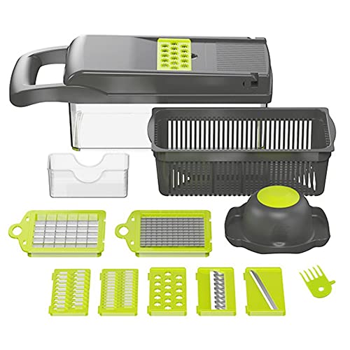Danlai Vegetable Chopper Blades 12 in 1 Kitchen Food Cutter 7-blade Spiralizer Vegetable Slicer Onion Cutter with Container