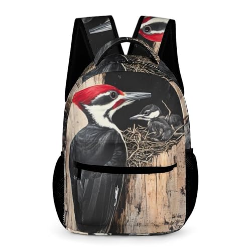 Pileated Woodpecker Travel Backpack Casual Daypack Shoulder Bag with Adjustable Shoulder Straps