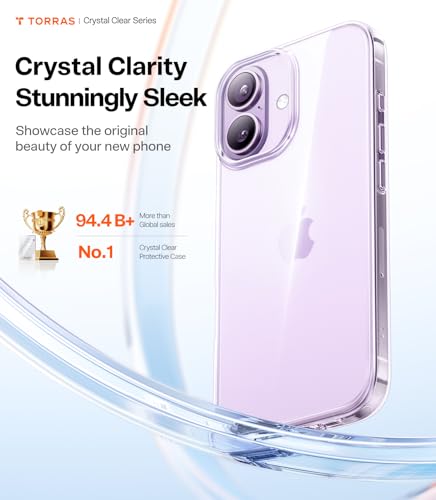 Image of TORRAS for iPhone 17 Case Crystal Clear, Anti-Yellowing, Clear 6.3 inch