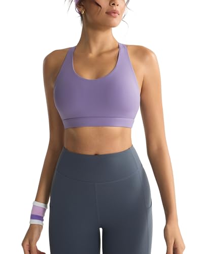 Image of RUNNING GIRL Sports Bras for Women,Padded Strappy Sports Bras Criss-Cross Back Medium Support Sports Bras with Removable Cups
