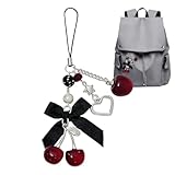 Wisylizv Colgante de cereza, acrílico para cadenas como accesorio, llavero original con encanto, para mujeres, niñas, hombres, familia, amigos, colegas, fiesta, mochila, bolso de mano, teléfono móvil