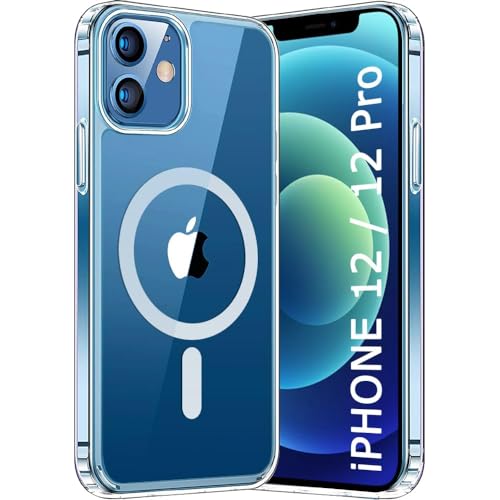 Image of AIBEX Clear Mag-Saf Case for iPhone 12 / iPhone 12 Pro - 1,500 G Strong Magnetic Lock, Crystal-Clear Anti-Yellowing Back | Military-Grade Drop Protection | Camera Guard, Slim & Lightweight - Crystal