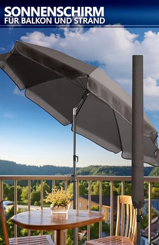 4smile Sonnenschirm Strand rund, Taupe - Strandschirm Ø 180 cm, Strandschirm windfest stabil als praktischer Sonnenschutz Strand, Sonnenschirm mit Schutzhülle – Bild 3