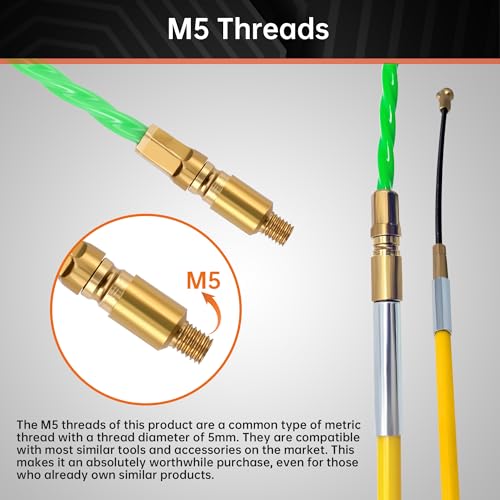 Kabeleinziehhilfe 50m,Einziehspirale,Einziehfeder 50m,Polyester Zugdraht Fish Tape Einziehhilfe FüR Kabel Mit 7 FüHrungsfedern,Mit KunststoffgehäUse (50M-B)