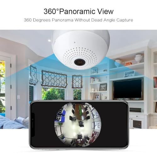 Image of securinnov 3MP Indoor WiFi Light Bulb Camera for Home Security with 360 View | Smart LED Light Bulb CCTV Camera | Wireless Light Socket Bulb | Motion Detection & Mobile App Control (Bulb Camera)