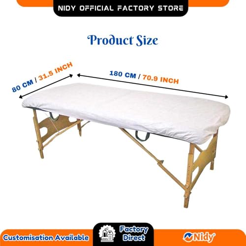 Image of NIDY Disposable Fitted Massage Table Sheets Pack of 10 | White Bed Cover