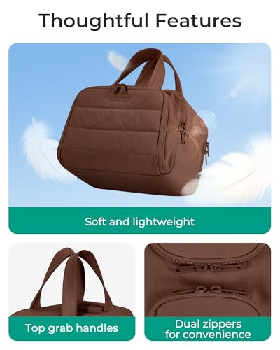 Image of BAGSMART Travel Toiletry Bag, Puffy Toiletry Bag for Women, Wide-open toiletry bags for traveling, Large Travel Cosmetic Makeup Bag Organizer for Accessories,Toiletrie (Coffee Brown)