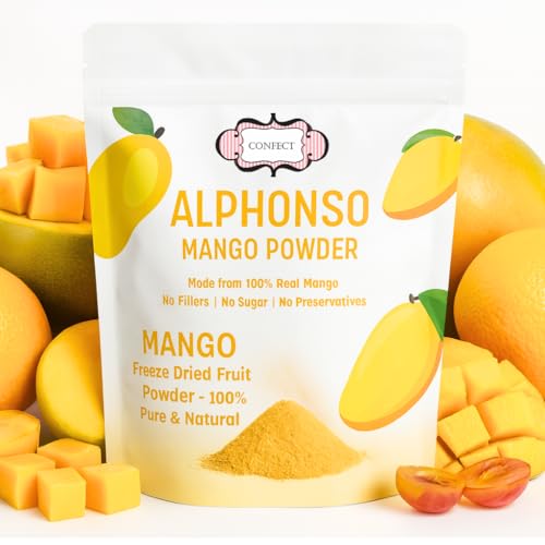 Image of Confect Mango Alphanso Powder | Pure & Natural Fruit Powder for Smoothies, Baking, Beverages, Juices, Tea & DIY Recipes | Vegan, Gluten-Free, No Added Sugar - 200 Gms