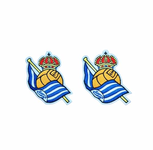 Parche Escudo de Equipo de Fútbol, para Planchar o Coser, 2 Unidades Termoadhesivas de 8cm x 7cm, Bordado, Sociedad