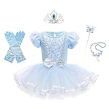 Dressy Daisy Princess Ballet Leotards Tutu Dress for Little Girls Ballerina Outfits Dance Costume Dancewear with Tulle Skirt and Accessories Size 5 6 Blue 077