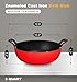 Bruntmor 3 Quart Red Enameled Cast Iron Wok, Cast Iron Wok, Pot Dish, Cast Iron Biryani Pot, 3qt Instant Pot Bakeware Sets, Stove and Oven Safe
