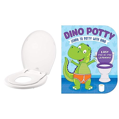 Image of Little2Big 81SLOW 000 Toilet Seat with Built-In Potty Training Seat & Dino Potty-Engaging Illustrations and Fun