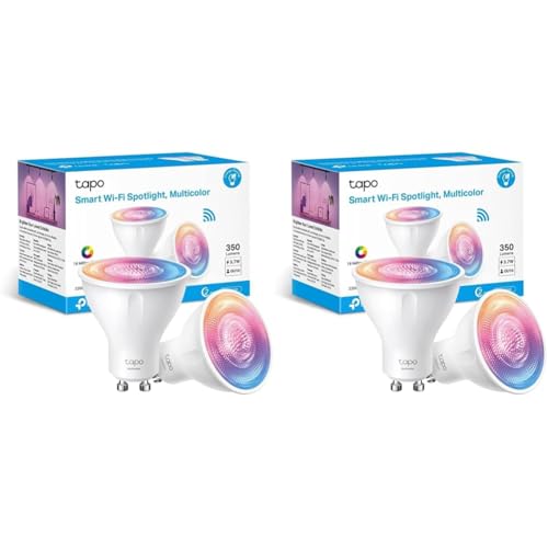 Tapo L630 GU10 (2 paquetes) – Bombilla LED inteligente Wi-Fi, RGBW multicolor, 16 millones de colores, compatible con Amazon Alexa, 350 lúmenes, 3.7W, ahorro de energía, 2 unidades (Paquete de 2)