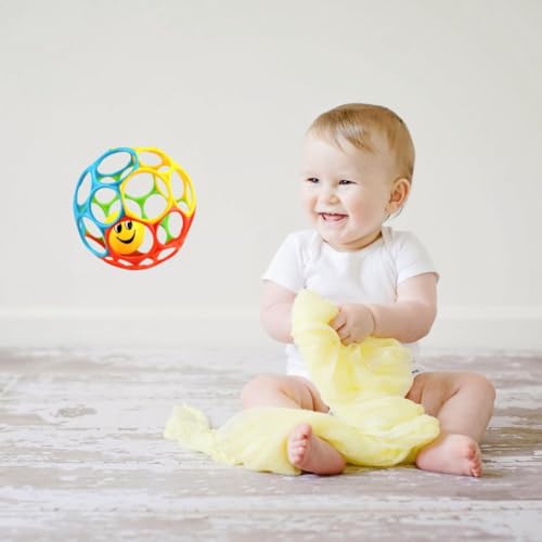 Image of RADIONICS Colorful Baby Grasping Toy Ball with Smiley Face - Soft, Lightweight & Easy-to-Hold Sensory Toy for Infants & Toddlers