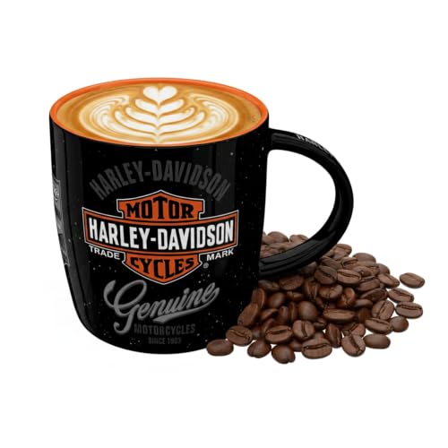 Nostalgic-Art Retro Kaffeebecher, 330 ml, Harley-Davidson – Genuine Logo – Geschenk-Idee für Biker, Original Lizenzprodukt (OLP), Keramik-Tasse für Kaffee, Vintage Design