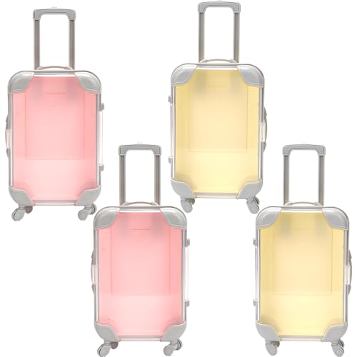 Mini valises transparentes rose et jaune en ABS léger avec poignée rétractable