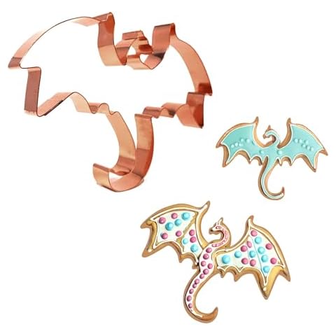 Flying Dragon Cookie Cutter – Solid Copper, Handcrafted, USA-Made, Food Safe, Includes Recipe, Ideal for Fantasy-Themed Baking & Crafts Cover