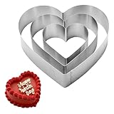 Dwitkul Set di 3 Coppapasta Anelli per Torta in Acciaio Inossidabile di Cuore 10/15/20cm A...