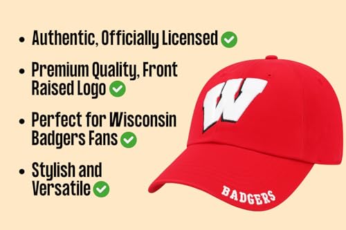 Gorra clásica University Wisconsin ajustable rojo miniatura 6
