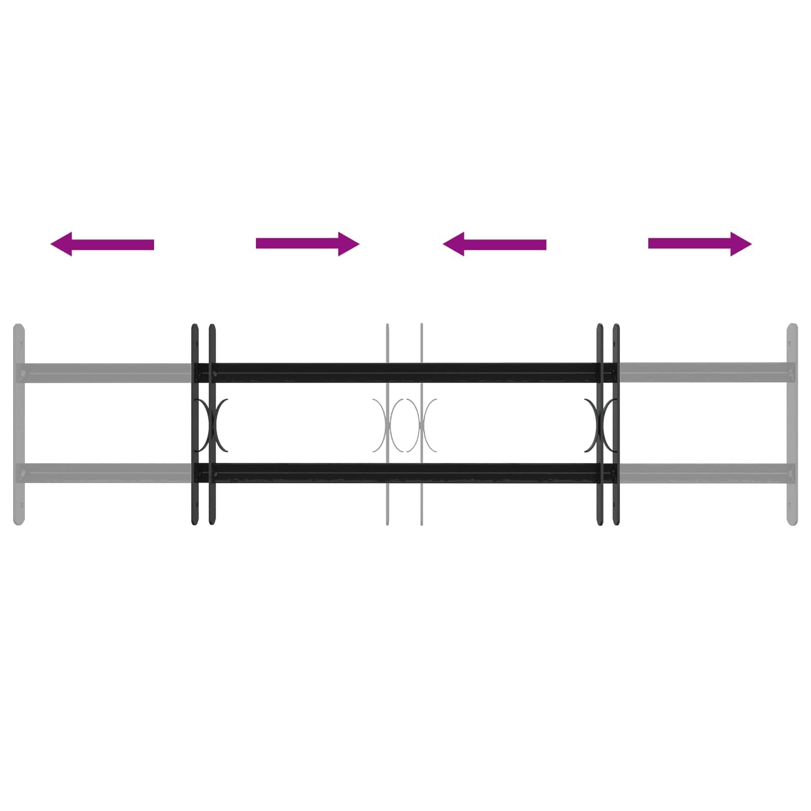 Rejilla de seguridad para ventanas con 2 barras transversales, 3 unidades, 63 – 114 cm, acero recubierto de polvo negro, ajustable, protección antirrobo, para casa, apartamento, interior y