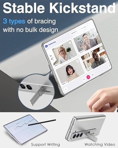 Image of Kapa Magnetic Hinge with Inbuilt Stand Case for Samsung Galaxy Z Fold 6 | Shockproof Stand Hybrid Bumper Back Cover (Silver)