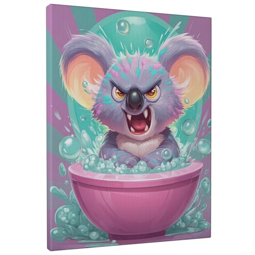 Toile murale koala mignon 40x50 cm, tableau violet pour déco salon et chambre enfant