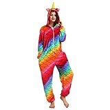 misslight Einhorn Pyjama Damen Jumpsuits Tieroutfit Tierkostüme Schlafanzug Tier Sleepsuit mit Einhorn Kostüme Festival tauglich Erwachsene (XL, Mermaid2)