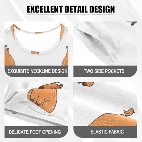 Pajama Short Sets Cute Animals with Birds Soft Cotton Summer Sleepwear 2 Piece PJS Size 5-14T3