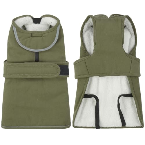 Kuoser Leinwand Haustier Hund Wintermantel, Reflektierende Warme Fleecejacke für Kleine Mittelgroße Welpen, wasserdichte und Winddichte Hundeweste mit Gurtloch, XS-3XL